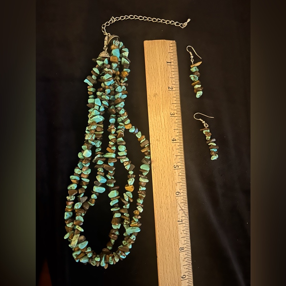 Turquoise & Sterling set necklace & earrings